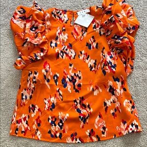 THML new with tags Vibrant Orange Floral Women's Top